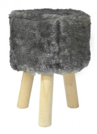 kruk 28 x 28 hout/polyester grijs/naturel