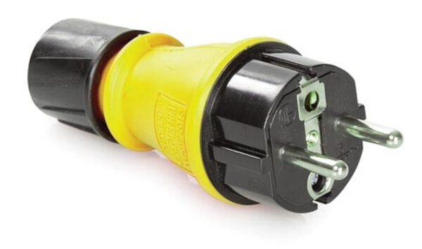 buitenstekker mannelijk penaarde/schuko 250V IP54 zwart