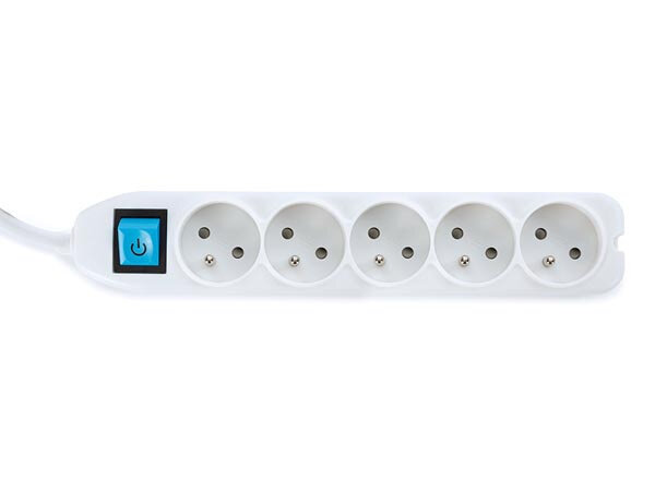 stekkerdoos 5-voudig 250V 3500W Schuko wit 2-delig