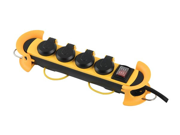 stekkerdoos 4-voudig 250V 3500W Schuko zwart/geel