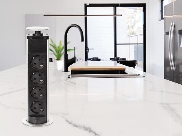 stekkerblok Pop-Up 4-voudig 3680W 42 cm Schuko zwart