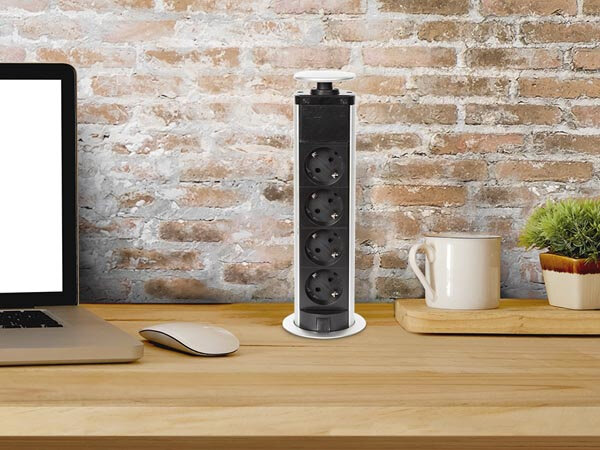 stekkerblok Pop-Up 4-voudig 3680W 42 cm Schuko zwart