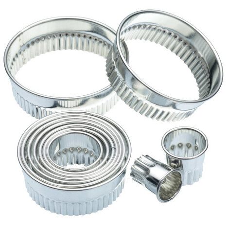 uitstekers gekarteld 2-8 cm staal zilver 12-delig