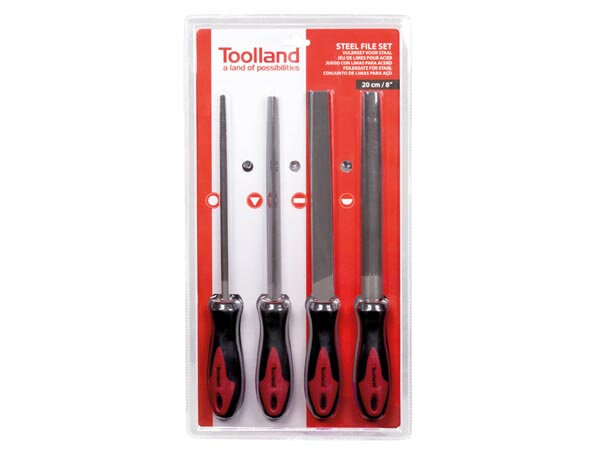 vijlenset 20 cm staal grijs/zwart/rood 4 stuks