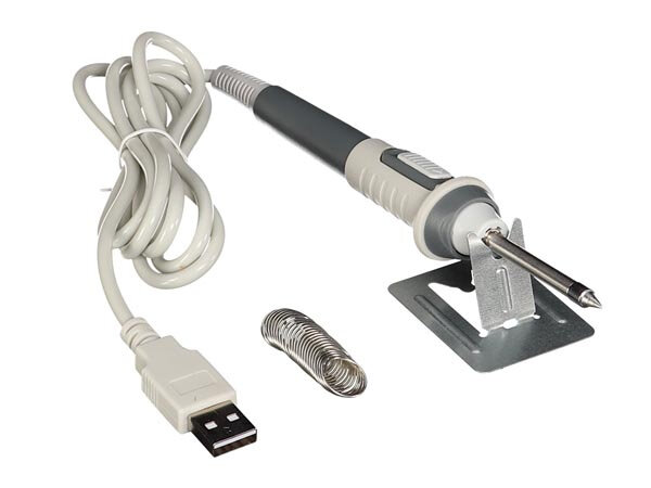 soldeerbout USB 10W 5V 2A 1,2 meter staal wit/zilver