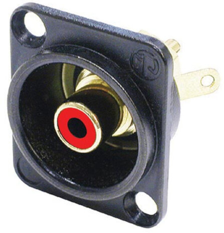 cinchbus 3 x 2,9 cm staal/chroom zwart/goud/rood