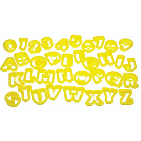 uitstekerset alfabet 5 cm 37-delig geel