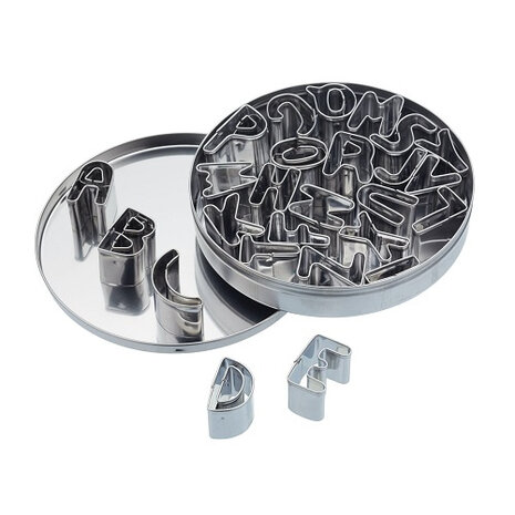 uitstekerset alfabet 3x2 cm gietijzer 27-delig