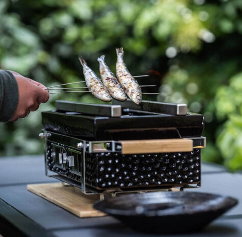 houtskoolbarbecue Shichirin 39 x 21,5 x 13 cm zwart