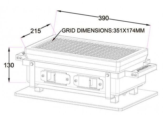 houtskoolbarbecue Shichirin 39 x 21,5 x 13 cm zwart