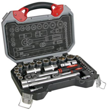 dopsleutelset 1/2&quot; en 1/4&quot; staal zilver 32-delig