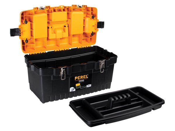 gereedschapskoffer 56,4 x 31 x 31 cm zwart/oranje