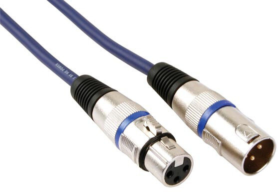 audiokabel DMX XLR 3-pin 1 meter rubber blauw/zilver