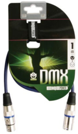 audiokabel DMX XLR 3-pin 1 meter rubber blauw/zilver