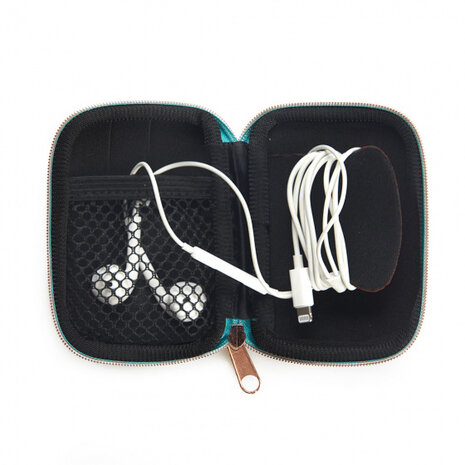 opbergetui Earbuds 11 x 8 x 2 cm velvet blauw