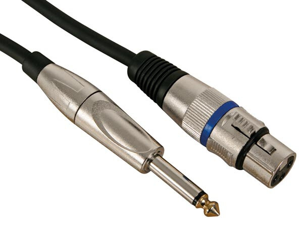 XLR-kabel 3-pin vrouwelijk/Jack 10 meter rubber zwart