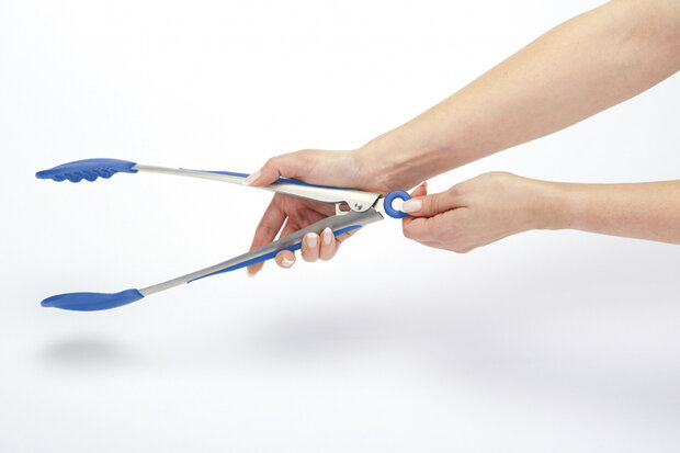 keukentang 35 cm siliconen/RVS blauw