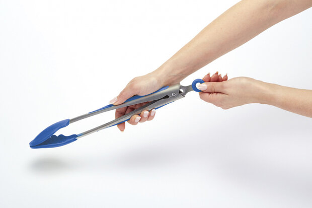 keukentang 35 cm siliconen/RVS blauw