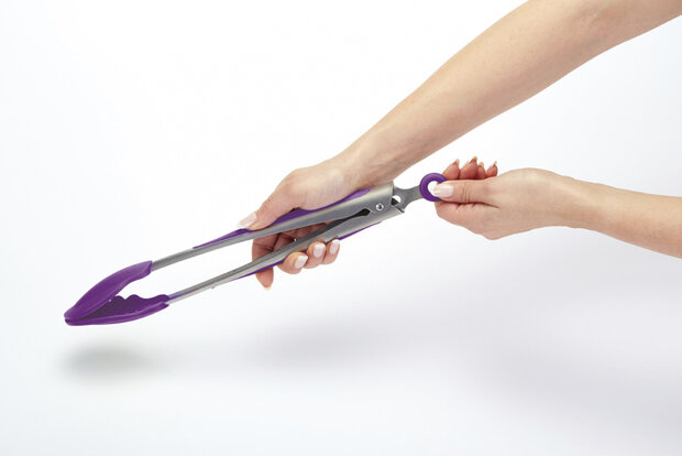 keukentang 35 cm siliconen/RVS paars