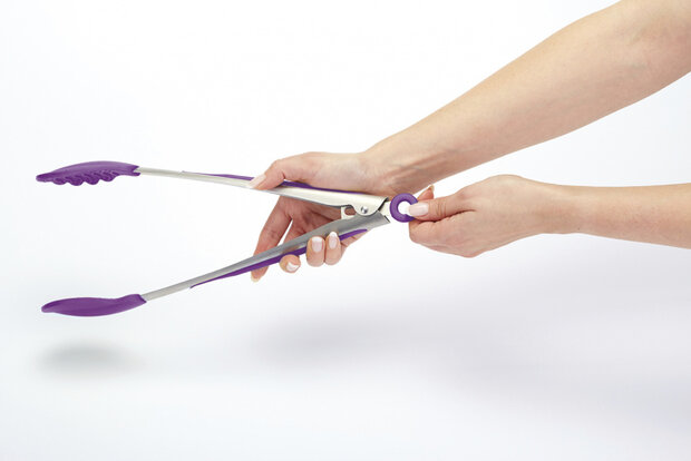 keukentang 35 cm siliconen/RVS paars