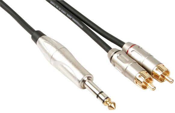 audiokabel RCA mannelijk/jack 6,35 mm 6 meter zwart