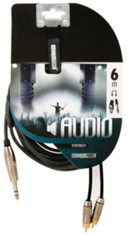 audiokabel RCA mannelijk/jack 6,35 mm 6 meter zwart