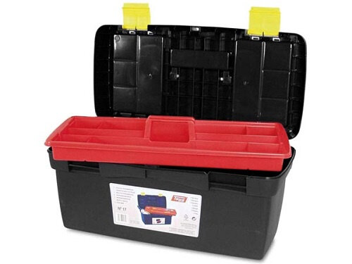 gereedschapskoffer 58 cm polypropyleen zwart/rood/geel
