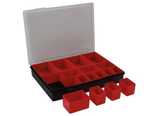 sorteerdoos 16-vaks 33 x 24,7 cm polypropyleen zwart/rood