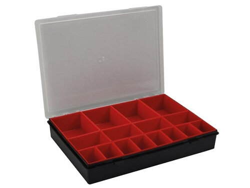 sorteerdoos 16-vaks 33 x 24,7 cm polypropyleen zwart/rood
