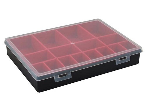 sorteerdoos 16-vaks 33 x 24,7 cm polypropyleen zwart/rood