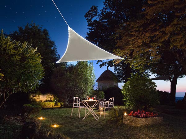 schaduwdoek solar rand-leds 3,6 meter polyester taupe