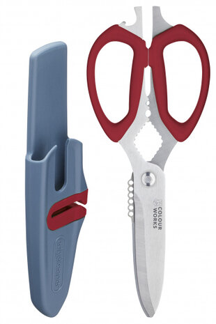 keukenschaar 22 x 9 cm RVS/polypropyleen rood