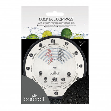 cocktailaccessoires Compass 14 cm RVS zwart/wit