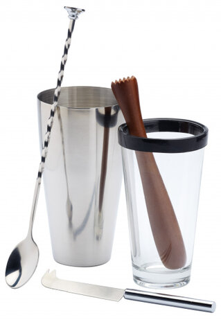 cocktailset Mojito RVS zilver 6-delig