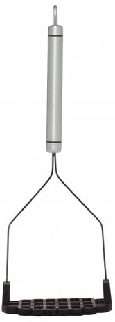 stamper 28 cm nylon/RVS zwart/zilver