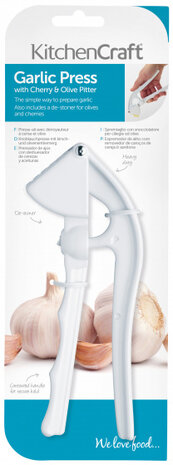 knoflookpers en ontpitter 17 cm aluminium wit