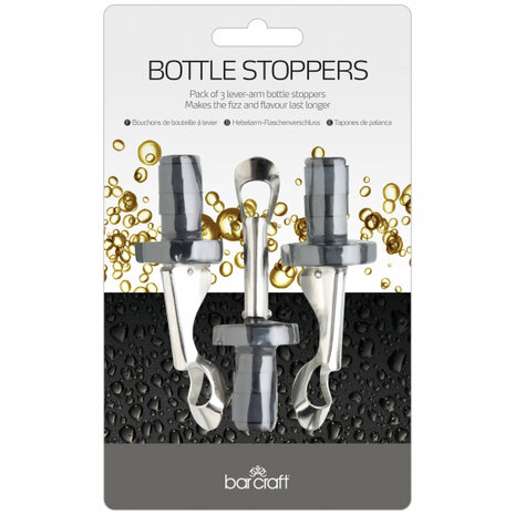 flesstoppers 9,5  x 3,5 cm RVS zilver 3 stuks