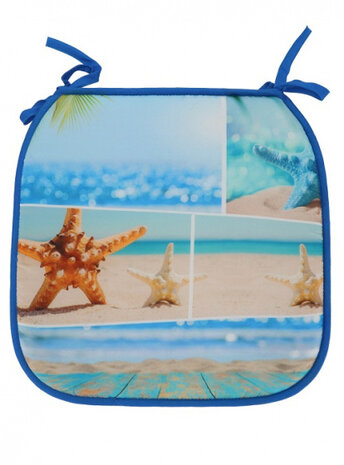 tuinstoelkussen zeesterren 38x38 cm polyester blauw