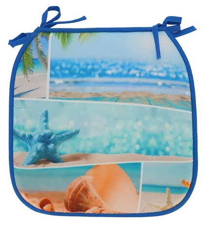 tuinstoelkussen zeesterren 38x38 cm polyester blauw