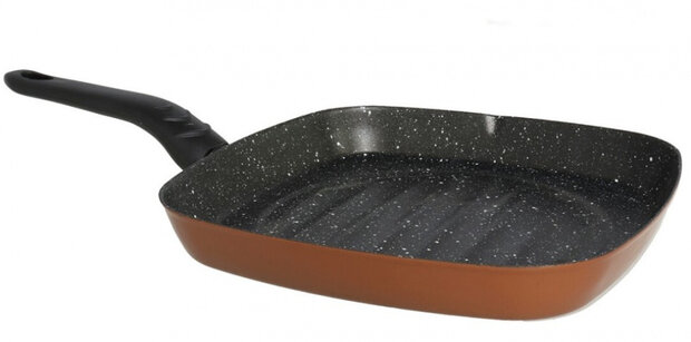 grillpan 28 x 7 cm staal zwart/koper&nbsp;