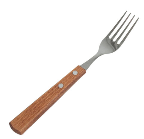 dinervork  20 x 2 cm RVS/hout zilver/naturel