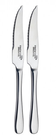 steakmessen RVS zilver 2-delig
