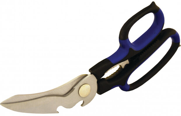 keukenschaar 5-in-1 RVS 32 x 10 cm zilver/blauw