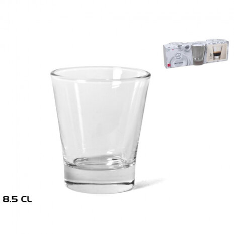glazenset 85 ml 7 x 6 cm glas transparant 3 stuks