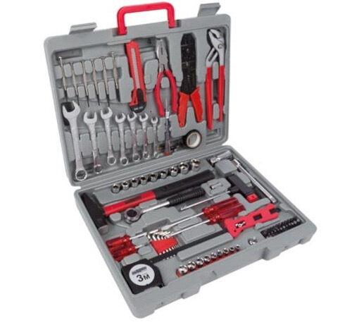 gereedschapskoffer grijs/rood 555-delig