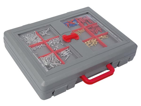 gereedschapskoffer grijs/rood 555-delig