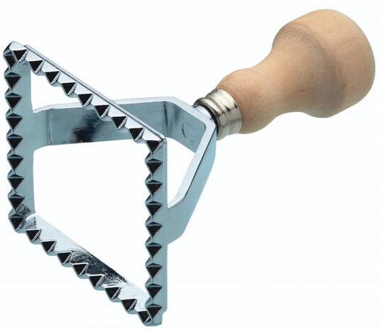raviolimaker 6 cm staal/hout zilver/beige