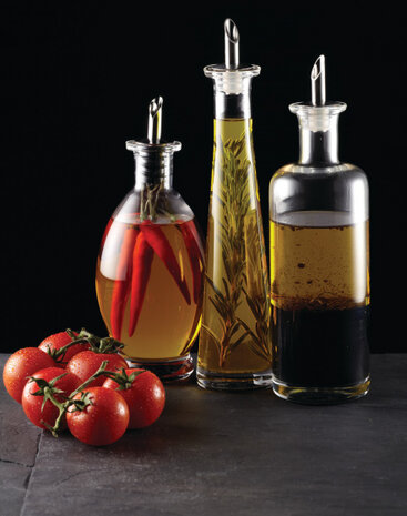 azijnfles 450 ml glas/RVS transparant/zilver
