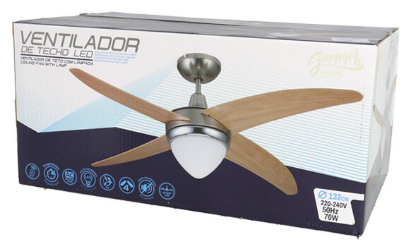 plafondventilator 70 watt 132 x 48 cm zilver/bruin