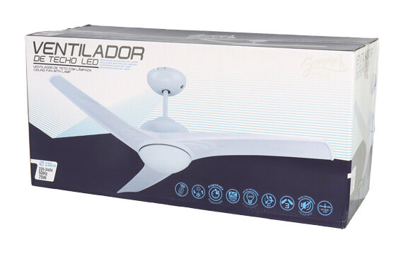 plafondventilator 70 watt 132 x 40 cm wit